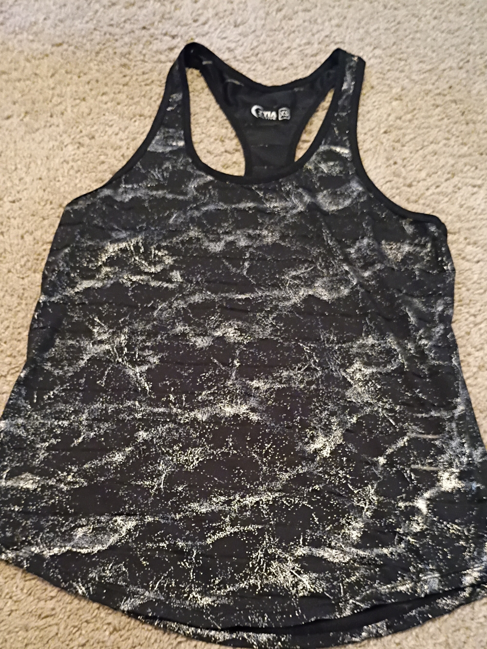 Zyia Active Black Metallic Stripe Racerback Tank Top